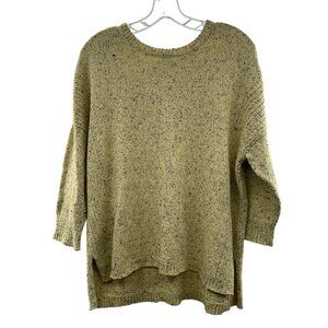 J. Jill Knit Sweater Women's Size MP Yellow/Blue 3/4 Sleeve Pullover